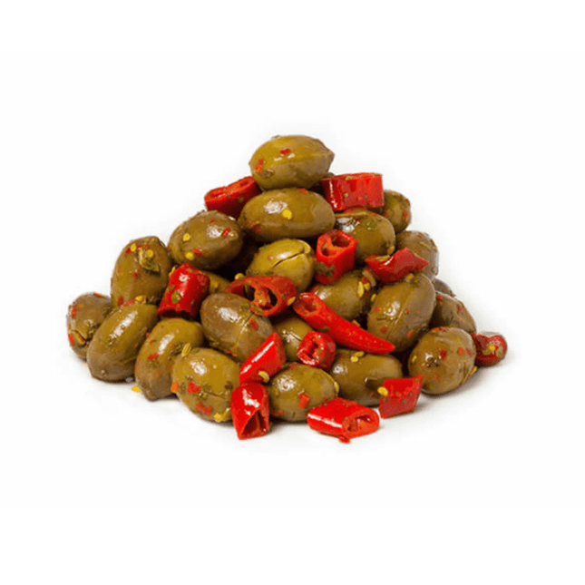 Olive verdi condite al peperoncino 500 g