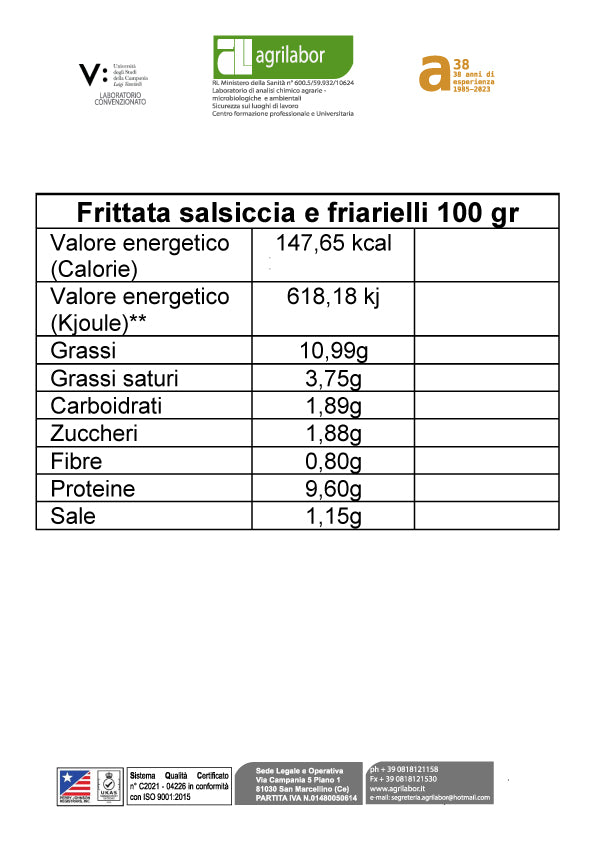 Frittatina made of pasta with sausage and friarielli - 4 pz