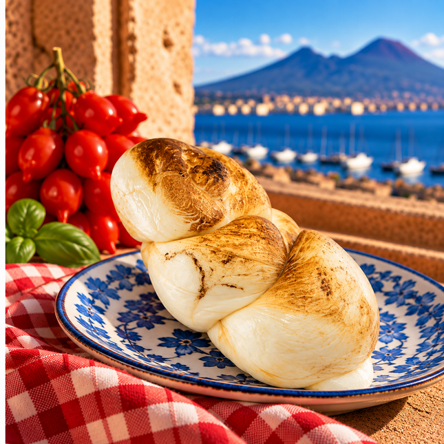 Smoked Braided Buffalo Mozzarella – 520 gr. - Fresh Cheese - Vesuvio Street Food